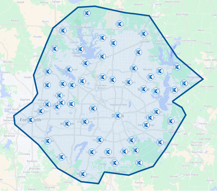KPost Company Service Area Map