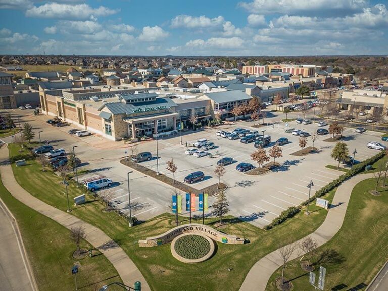 aerial view of shops at highland village